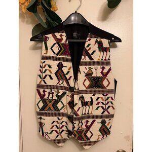 Vintage Tapestry Lodge Aztec Vest/Cotton Medium